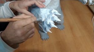 Медведь из бумаги 80 см. Грунтовка и покраска бумажной модели. DIY paper craft bear coloring