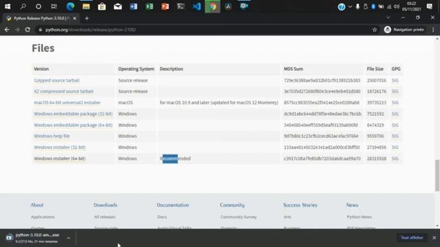 télécharger installer python sur windows