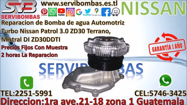 Bombas de agua automotrices Nissan Patrol 3.0 ZD30 Terrano turbo DI ZD30DDTI Guatemala смотреть онлайн