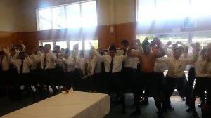 Dilworth year 8th performing their haka .