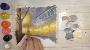 Как нарисовать ОСЕННИЙ ГОРОДСКОЙ ПЕЙЗАЖ/ АЛЛЕЯ С ФОНАРЯМИ гуашью.