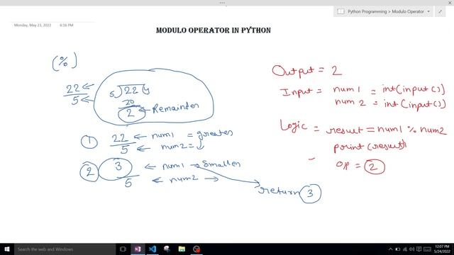 modulo operator in python | modulo of 2 number in python