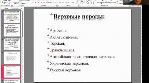 Лекция от 20 04 2020 "О породах лошадей".