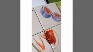 Надглазурная роспись керамической плитки #Shorts