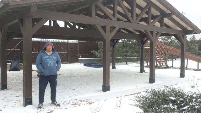 Навес для трех машин ТРИО 6х9м. Клееные балки. ОТЗЫВ Заказчика. Московские Навесы. смотреть онлайн