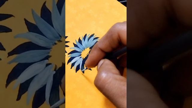 Great Art?|| Blue One stroke Flower Painting??️#shorts #art #drawing