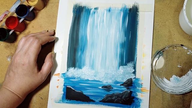 Правополушарное рисование. Рисуем водопад. Открытка