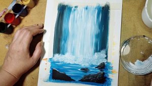 Правополушарное рисование. Рисуем водопад. Открытка