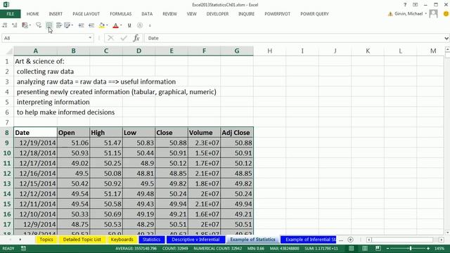 Excel 2013 Statistical Analysis #4: What Is / Are Statistics? Download Stock Data Create Informatio смотреть онлайн