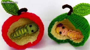 Амигуруми: схема Гусеничка в яблоке | Игрушки вязаные крючком
