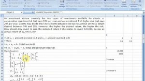 Solving a System of Linear Equations using Matrices in Excel