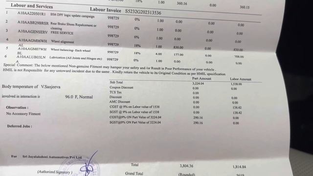 Hyundai creta 2023!! 3rd Service Bill ??? shocked ?? in Telugu !!