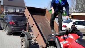 погрузка квадроцикла неудачная попытка, самосвальный прицеп  супер конструкция