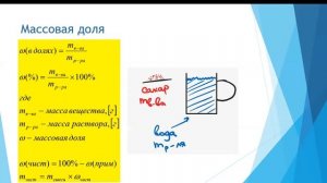 Химия. Объяснение темы "Массовая и объёмная доли компонентов смеси раствора"