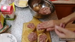 52.Макароны/Гнезда с фаршем в сливочном соусе.