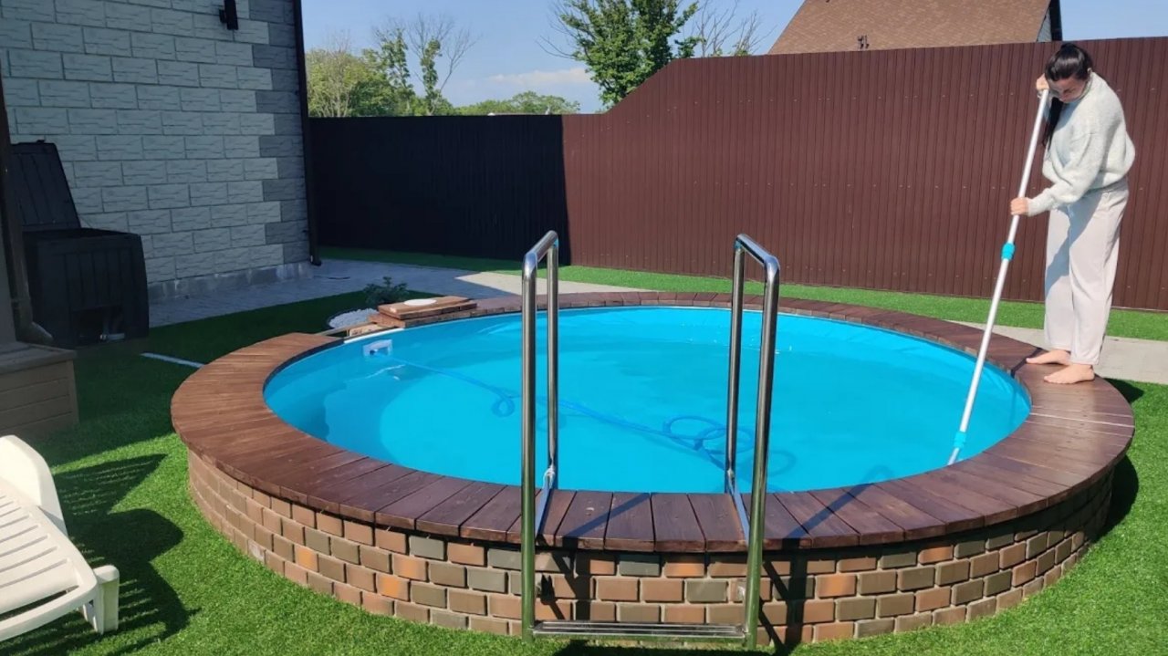 Морозоустойчивый ПВХ бассейн Азуро 320*90 см. Заглубленный фундамент, сборка, отделка!