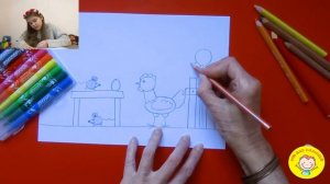 Как нарисовать КУРОЧКУ РЯБУ. УРОК 111 Тема: "курочка Ряба"- цветные карандаши