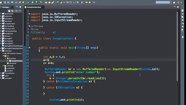 Throws and Throw Keyword  in java Exception | Finally Block in Java Exception | ExceptionHandling