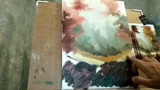 Пишем осень по мотивам творчества И.Медведева. Живопись маслом. Часть 1. Художник Дмитрий Захаров. смотреть онлайн