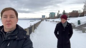Прогулка по набережной в Самаре зимой