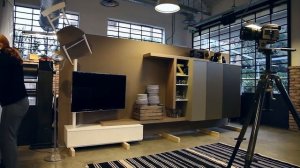 Soggiorno design Side System Tre D - mobile con contenitore e porta tv - foto backstage