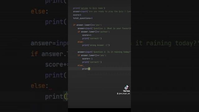 MAKE A QUIZ GAME WITH PYTHON CODE