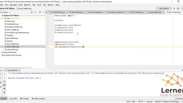 Python Tkinter Tutorial | How to use Geometry Managers in Tkinter | Tkinter Geometry Managers