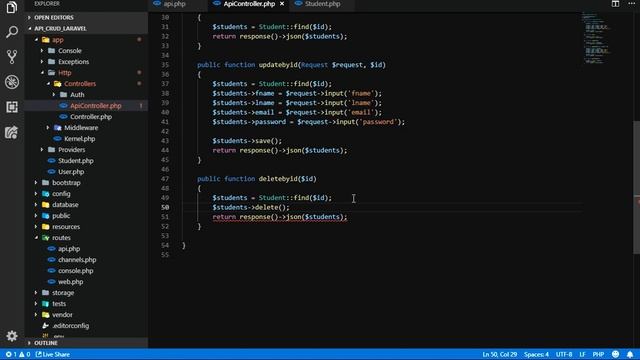 Laravel API-CRUD (Rest & RestFull) : Delete  Data by ID  from  Database with API using POSTMAN
