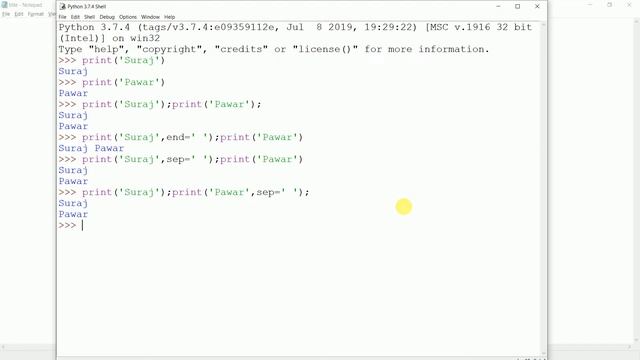 #20 Getting Start With Python | Separator in Python | end sep in Python