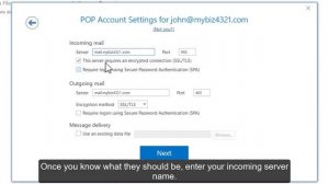 How to configure a POP email account in Outlook 2016?