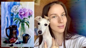 Деревенский натюрморт с пионами акварелью | лето в деревне ?