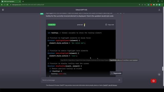 Highlight Element Tool | OpenAI ChatGPT Tutorial