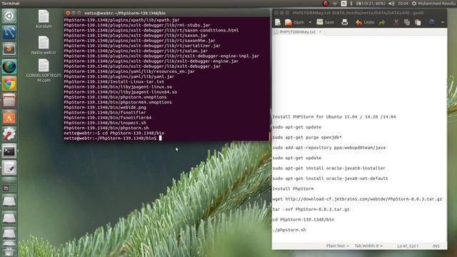 PhpStorm 8 Ubuntu 15.04 / 14.10 /14.04 üzerinde  tar.gz dosyasından command line ile kurulumu Part смотреть онлайн