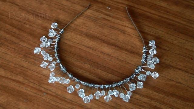 Как сделать ободок корону из бусин и проволоки / Ободок Снежинка / crown / snowflake