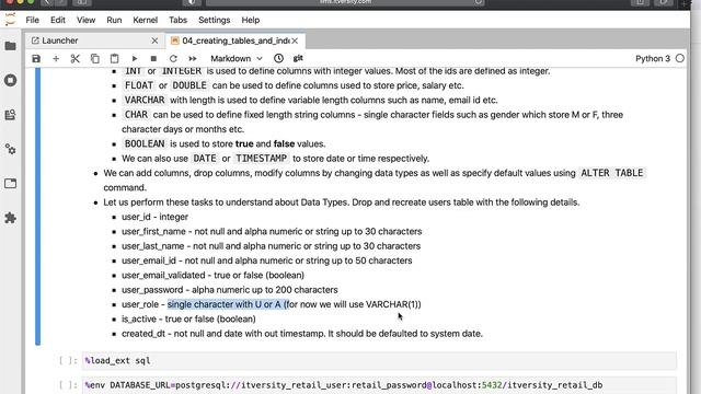 Mastering SQL - Postgresql - Creating Tables and Indexes - Overview of Data Types