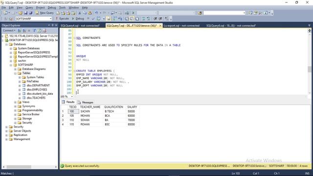 UNIQUE & NOT NULL,SQL CONSTRAINTS, SQL TUTORIAL