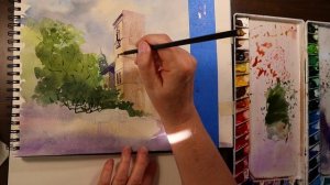 Акварель - пейзаж с архитектурой