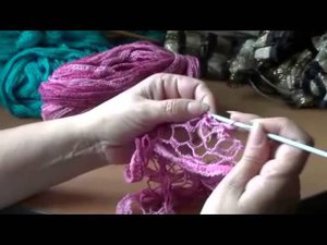 Шарфик из ленточной пряжи крючком