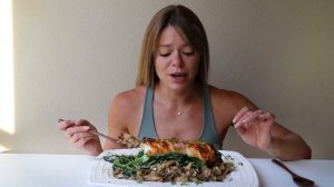 Miso Seabass MUKBANG w/ Maitake Mushroom Sushi Rice Risotto + Garlicky Pea Shoots!