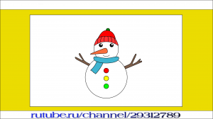 Как нарисовать снеговика с шарфом и шапкой