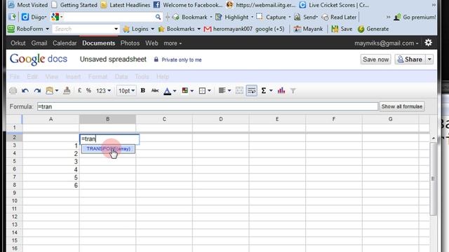 Convert a Row to a Column (or Backwards) in Google Docs Spreadsheets Step By Step Tutorial смотреть онлайн