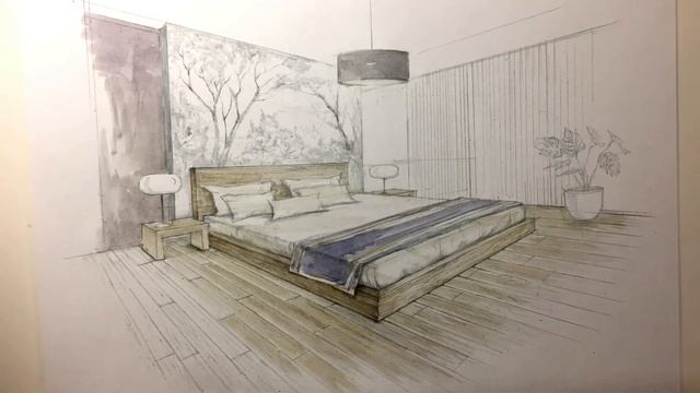 ИНТЕРЬЕРНЫЙ СКЕТЧ АКВАРЕЛЬЮ. WATERCOLOR INTERIOR SKETCH