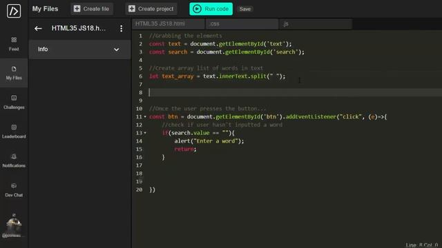 HTML Programming Tutorial EP: 35 Highlight Searched Text Part 1 | Joshua's Programming