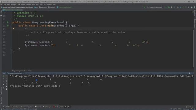 Intro to Java Chapter 01 Exercise 03 - Display a Pattern смотреть онлайн