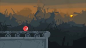 Приключения шарика на черной фабрике квадратов в игре для детей Red Ball 4.