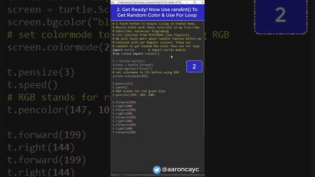 Python Turtle Graphics Code - random randint function #python #pythonprogramming #pythontutorial