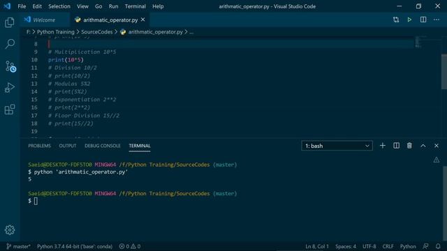 Section 04 Point 04 Arithmetic Operator in Python