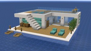 Майнкрафт - Как построить небольшой современный дом на воде. Minecraft