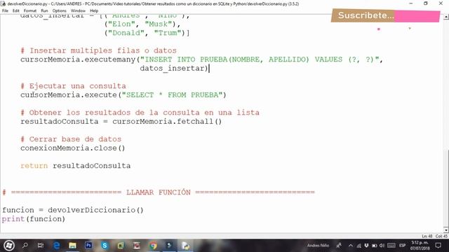 Obtener resultados en un diccionario en SQLite con python смотреть онлайн