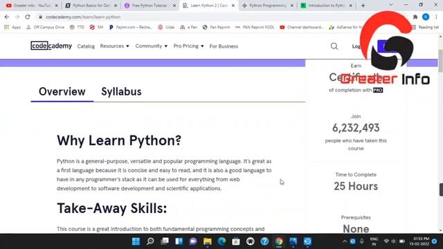 Top 5 Free Websites To Learn Online Python Course | Free Python Courses | Greater Info |